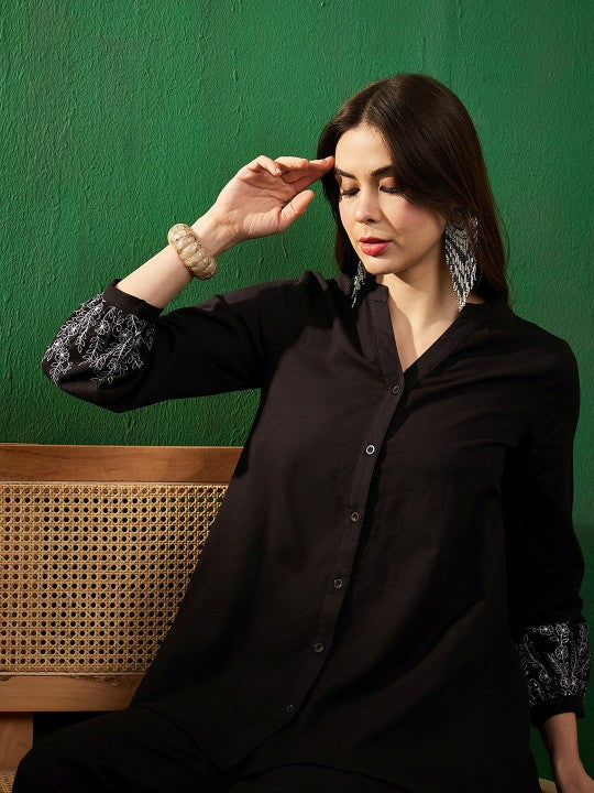 Pehraavii Women Black Solid Co-Ord Set