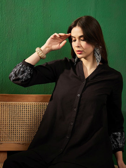 Pehraavii Women Black Solid Co-Ord Set