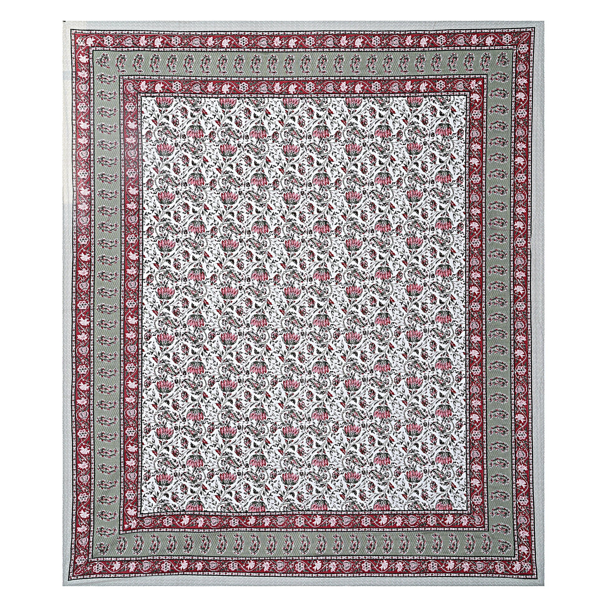Decorative rug with intricate pattern on a white background