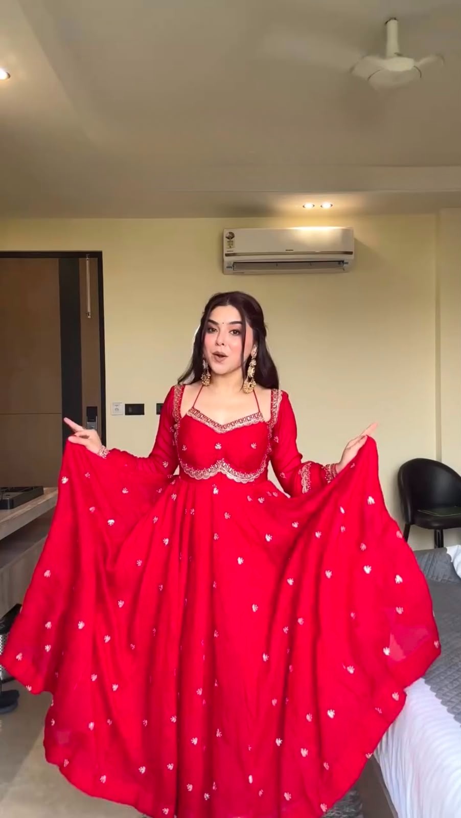 Women's Georgette Anarkali Suit Set with Dupatta & Pant | Embellished Party Wear Ethnic Dress