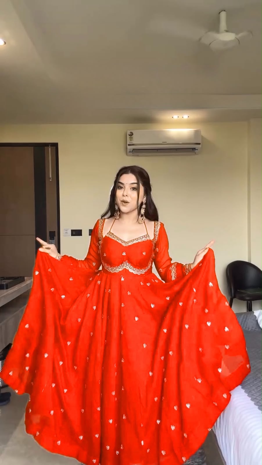 Women's Georgette Anarkali Suit Set with Dupatta & Pant | Embellished Party Wear Ethnic Dress