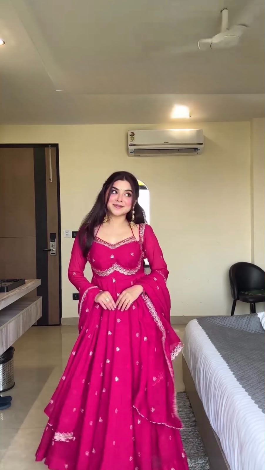 Women's Georgette Anarkali Suit Set with Dupatta & Pant | Embellished Party Wear Ethnic Dress