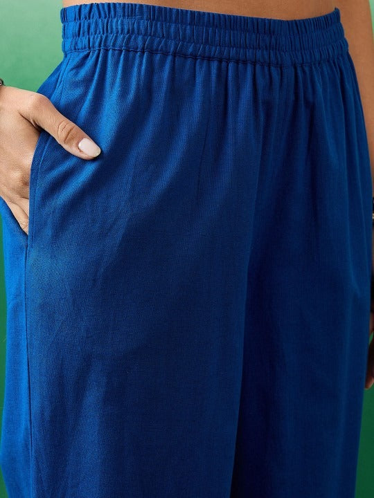 Pehraavii Women Blue Solid Co-Ord Set