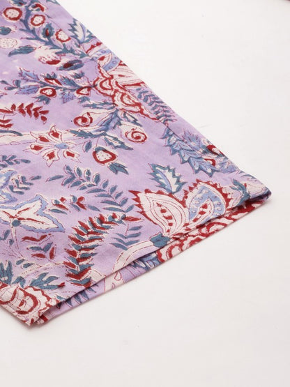 Folded fabric with a floral pattern on a white background